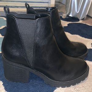 Lug Sole Black Booties